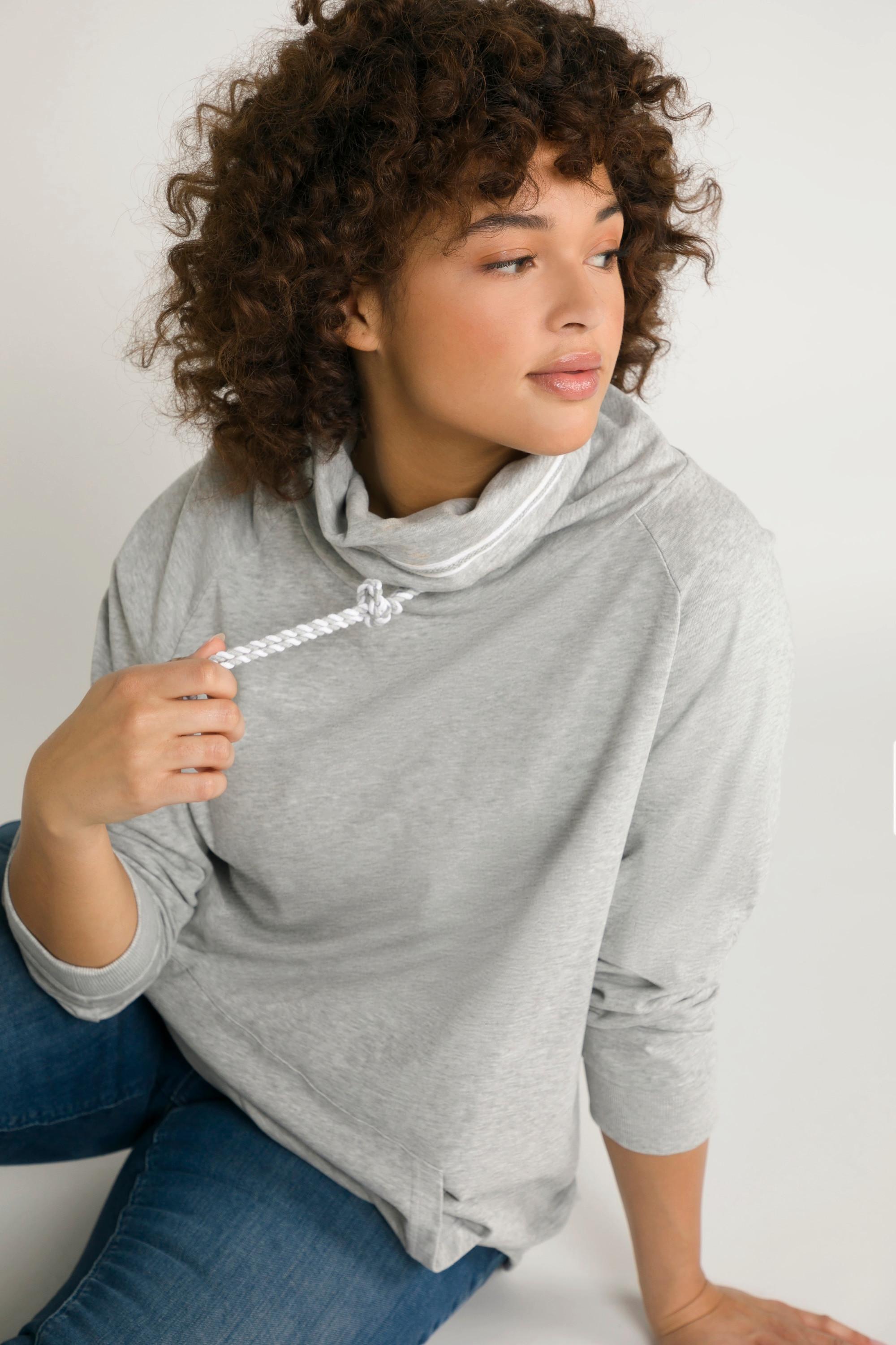 Ulla Popken  Sweat-shirt Bellieva, coutures élastiques sur le côté, manches longues 