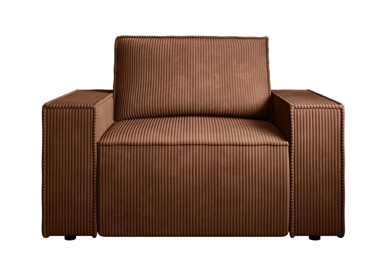 Vente-unique Fauteuil en velours côtelé terracotta foncé AMELIA  