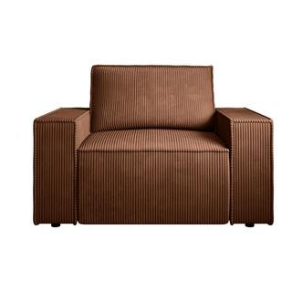 Vente-unique Fauteuil en velours côtelé terracotta foncé AMELIA  