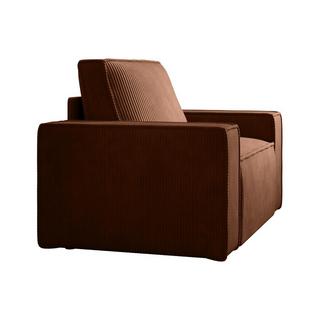 Vente-unique Fauteuil en velours côtelé terracotta foncé AMELIA  