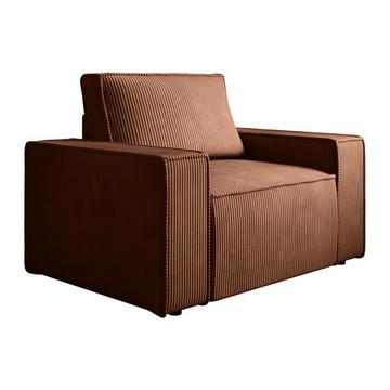 Fauteuil en velours côtelé terracotta foncé AMELIA