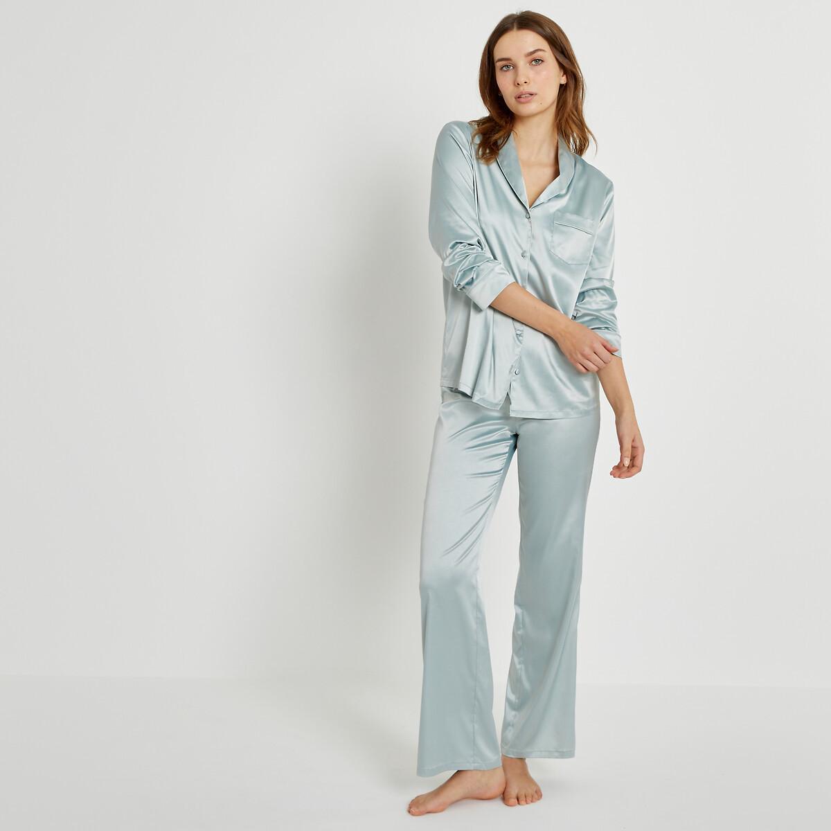 Image of Signature Pyjama Aus Satin Damen Grün 34