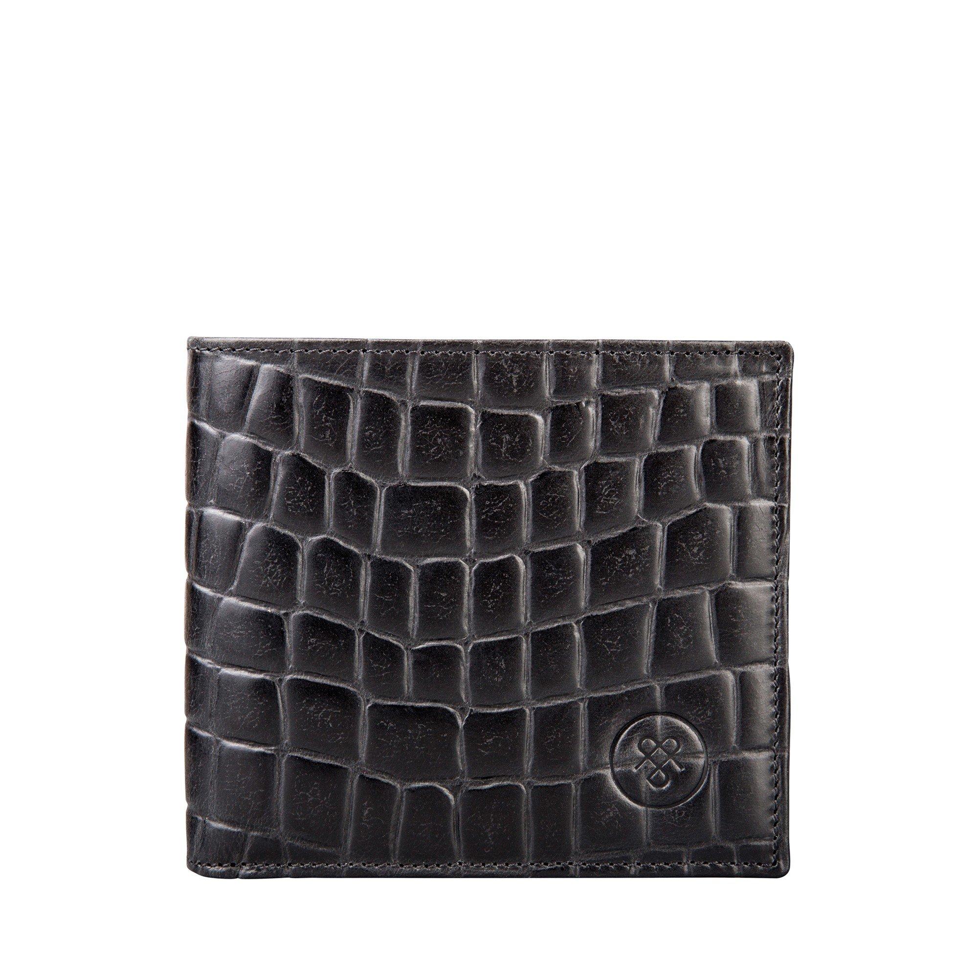 Image of Ticciano Croco - Krokodil Optik Leder Geldbörse Herren Schwarz ONE SIZE