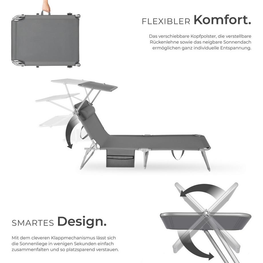 Tectake Lettino prendisole Chloé Pieghevole  