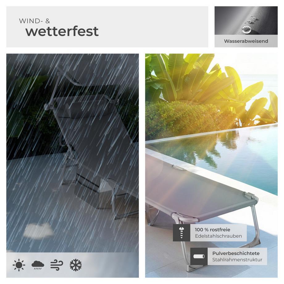 Tectake Lettino prendisole Chloé Pieghevole  