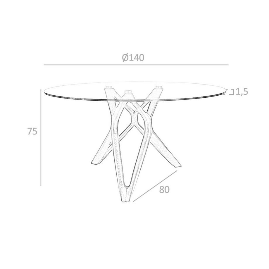 ANGEL CERDA Tavolo da pranzo rotonda vetro temperato e noce  