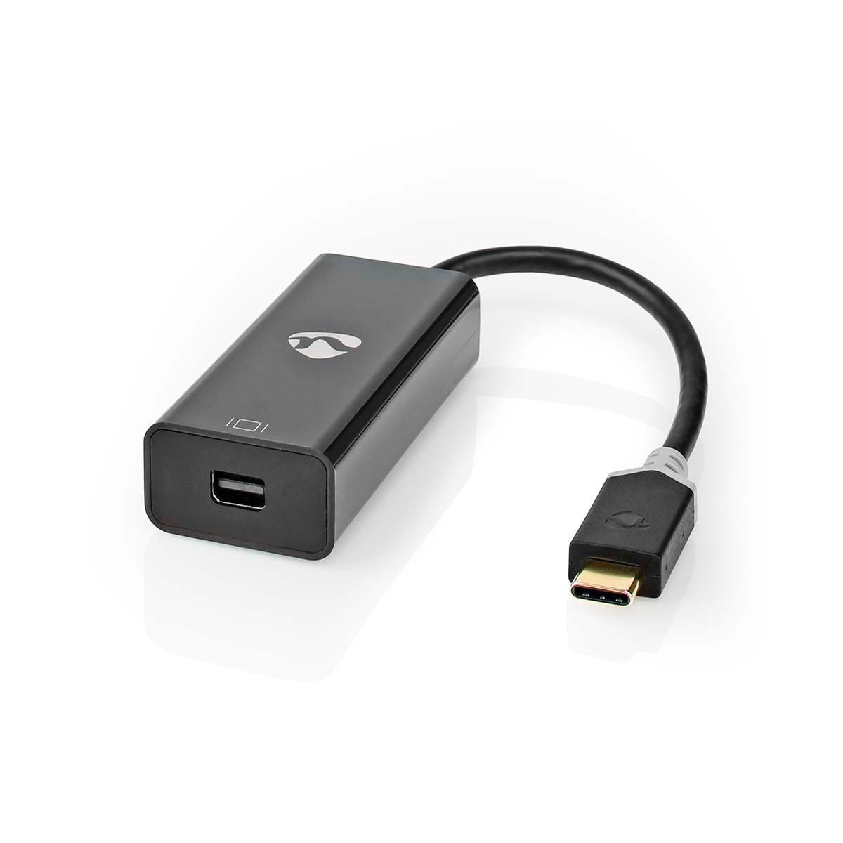 Nedis  Adaptateur USB-C™ | USB 3.2 Gen 1 | USB-C™ mâle | Mini DisplayPort femelle | 0,20 m | Rond | Plaqué or | PVC | Anthracite | Boîte avec fenêtre 