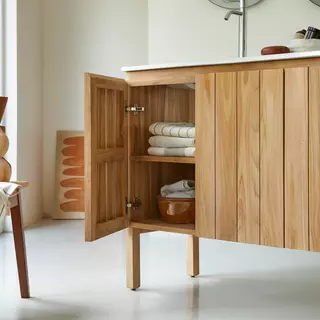 Tikamoon Mobile per il bagno in teak massello e ceramica 120 cm Jill