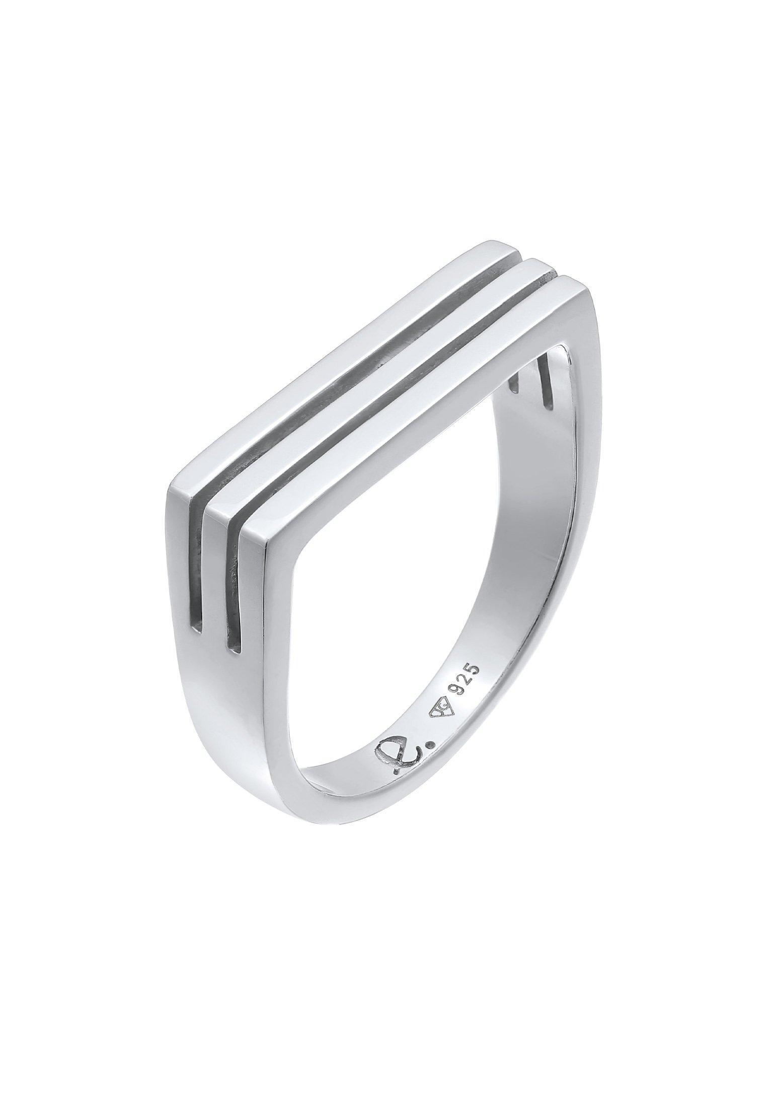 Image of Ring Siegelring Rechteck Unisex Damen Silber 52mm