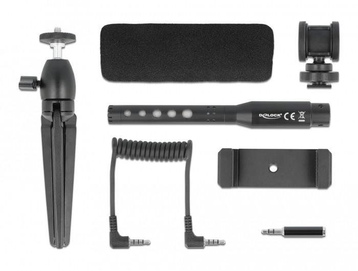 DeLock  Mikrofon USB Vlog Shotgun Set für Smartphones, DSLR Kameras (Studio, Broadcast) 