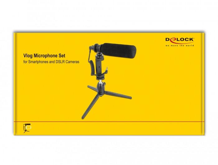 DeLock  Mikrofon USB Vlog Shotgun Set für Smartphones, DSLR Kameras (Studio, Broadcast) 