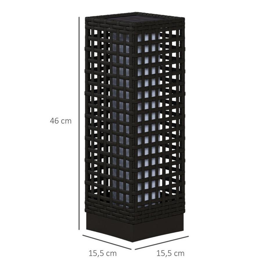 Northio Luce Solare Design In Rattan, Impermeabile, Sensore Di Luce, Lampada Da Giardino A Led Automatica, Nero, 15.5X15.5X46Cm  