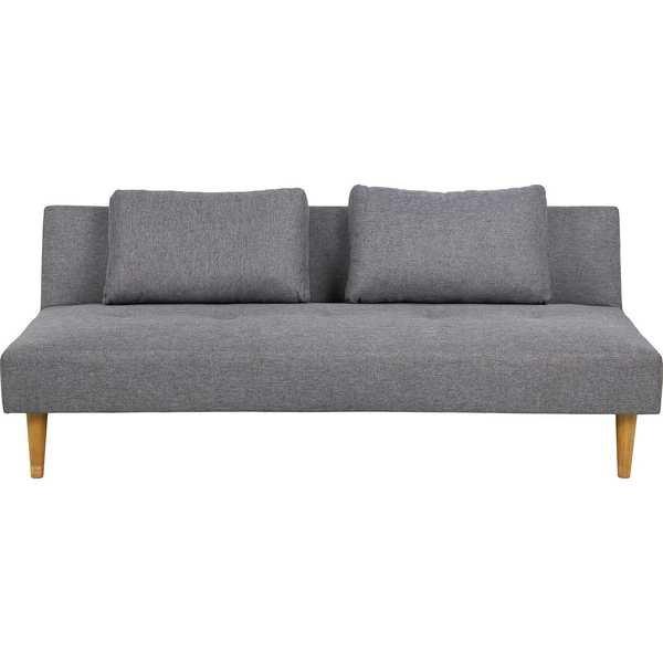 mutoni Bettcouch Stoff Hellgrau 2 Kissen Eiche 180x67  