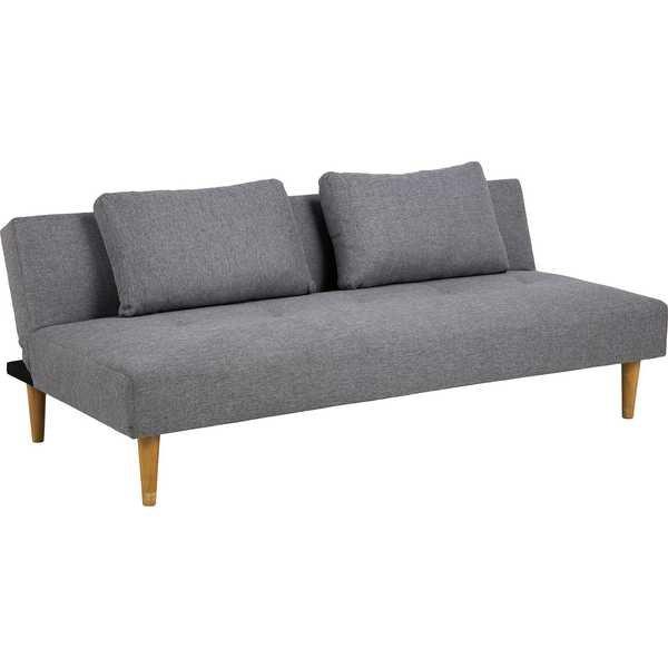 mutoni Bettcouch Stoff Hellgrau 2 Kissen Eiche 180x67  