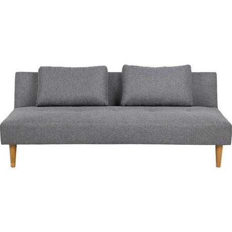 mutoni Bettcouch Stoff Hellgrau 2 Kissen Eiche 180x67  