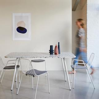 Tikamoon Table rectangulaire en terrazzo premium et métal white 4-6 pers. Elio  