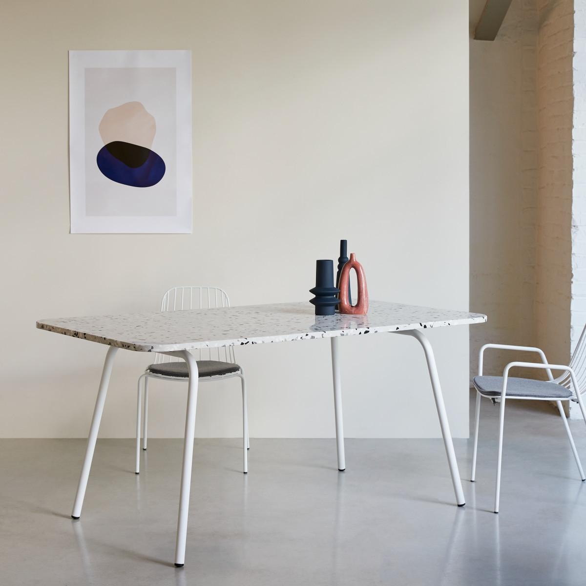 Tikamoon Table rectangulaire en terrazzo premium et métal white 4-6 pers. Elio  