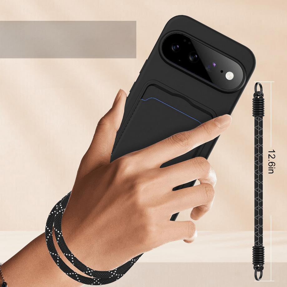 Cover-Discount Google Pixel 11 - Custodia in silicone liquido con portacarte e tracolla  