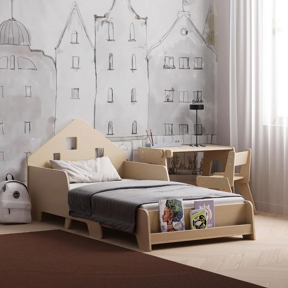 Montessori  Lit coulissant Montessori® avec sommier à lattes/éclairage LED 