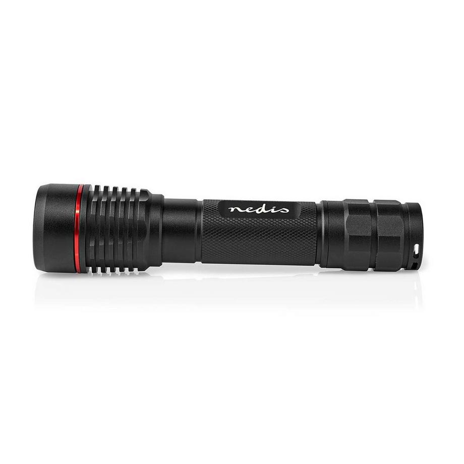 Nedis  LED Taschenlampe | Batterie betrieben | 3,7 V DC | 10 W | Gebaut -in lithium ion | Batterien enthalten | Wiederaufladbar | Angegebener leuchtender Fluss: 1000 LM | Beleuchtungsbereich: 200 m | Strahlungswinkel: 10 ° 