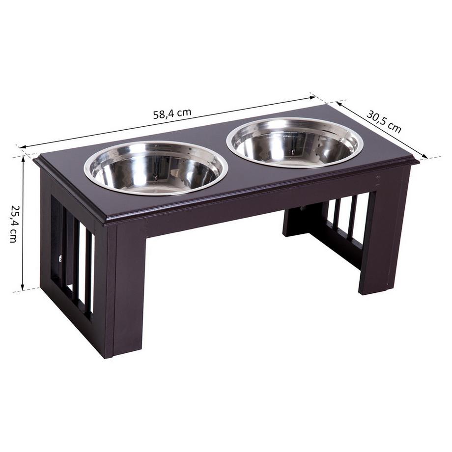 Northio  Erhöhter Hundenapf, Futternapf, Edelstahlnäpfen, Haustier Fressnapf, Mdf, Kaffee, 58,4 X 30,5 X 25,4 Cm 