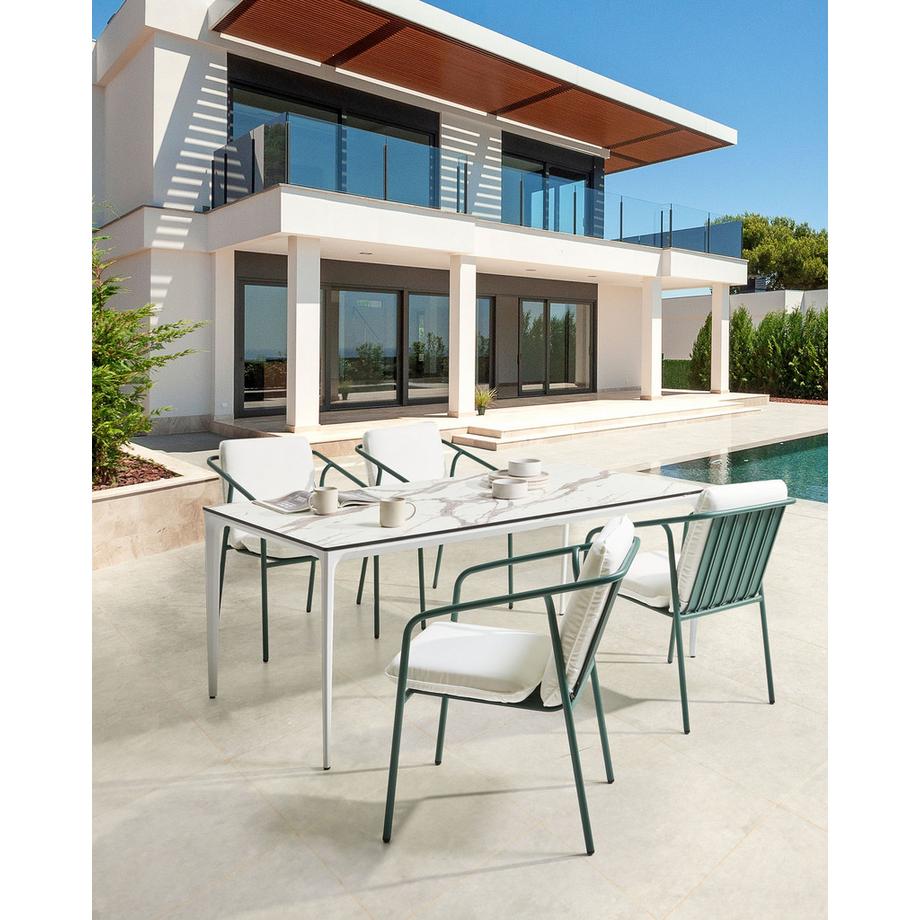 Beliani Set di 4 sedie da giardino con cuscini en Alluminio Minimalista ASCIANO  