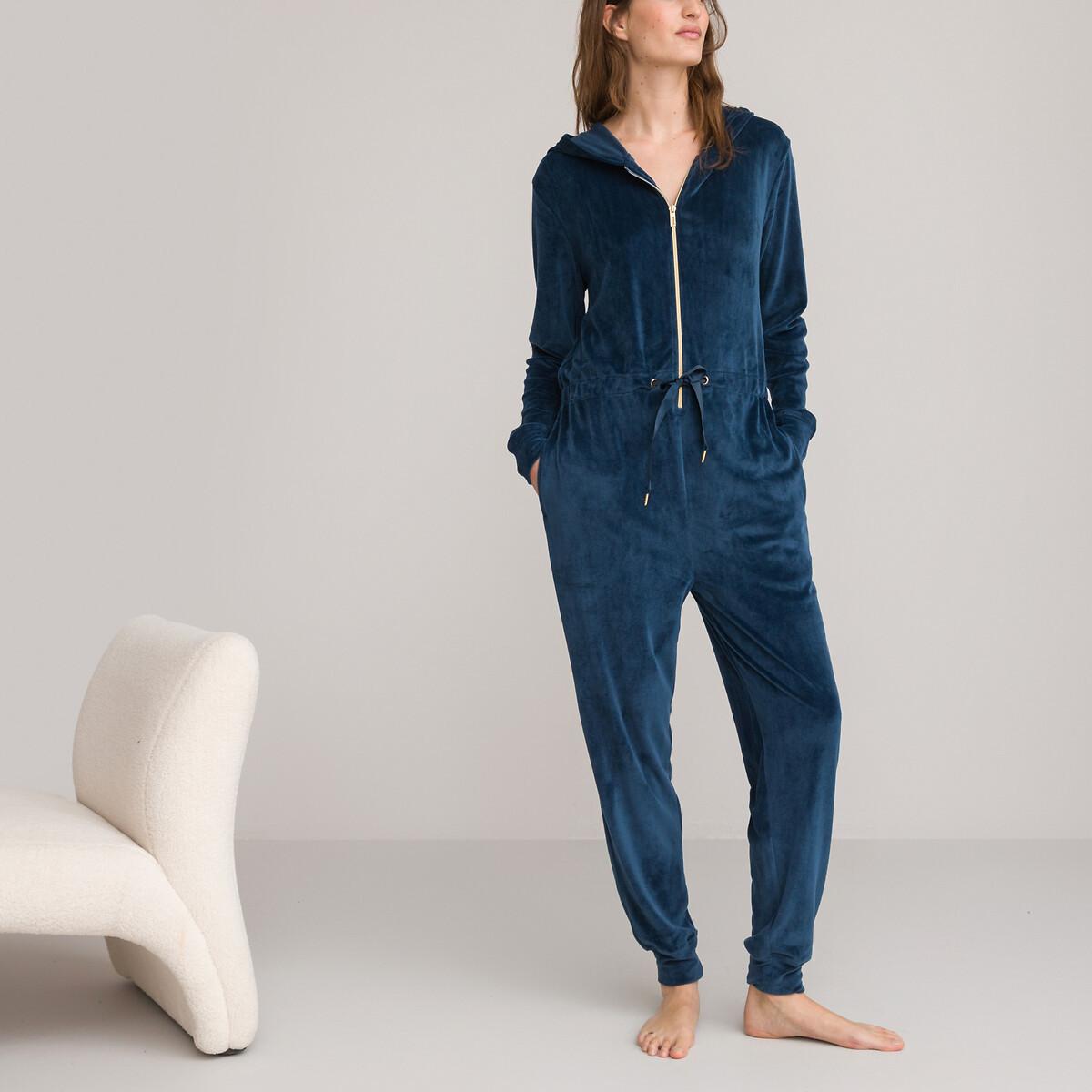 Image of Pyjama-overal Aus Samt Damen Blau 42
