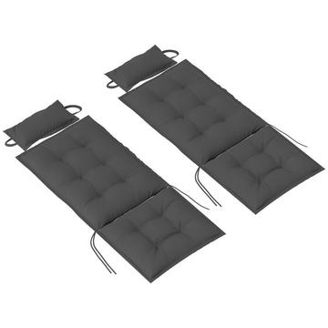 Lot de 2 coussins pour transats, coussins hydrofuges pour transats de jardin, coussins rembourrés pour transats de plage, coussins de chaise longue, coussins pour meubles de jardin, 50 x 116 x 5 cm, gris foncé Aosom