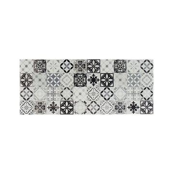 Tappeto corridoio in vinile effetto blocchi di cemento MOSAÏ 66x Nero e bianco