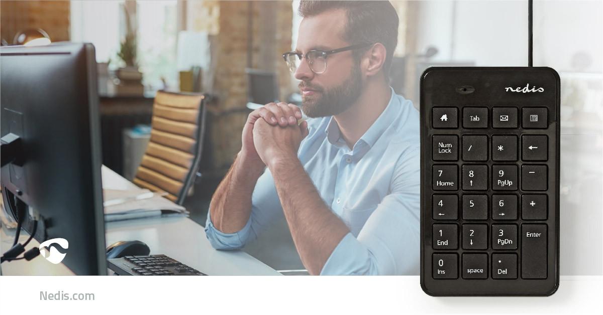 Nedis  Kabelgebundene Tag-Tastatur | USB-A | Büro | Einhändig | Numerisch | Numerische Tastatur 