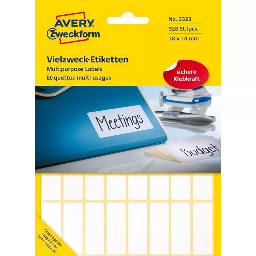 Avery-Zweckform – AVERY ZWECKFORM Universal-Etiketten 38x14mm, 928 St., One Size, Weiss