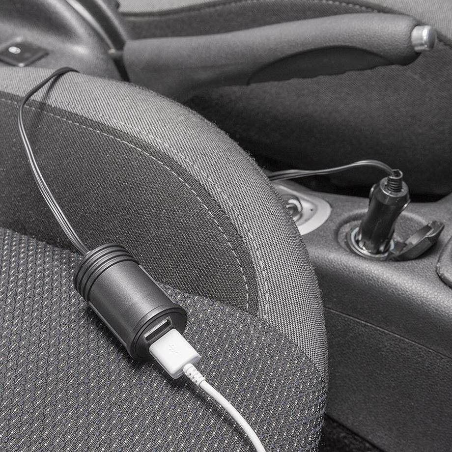 Pricenet  Rallonge 1M avec chargeur USB 2 voies type A 12V/24V sous blister 