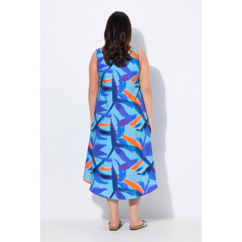 Ulla Popken Abito Midi Svasato Senza Maniche Fantasia Floreale  