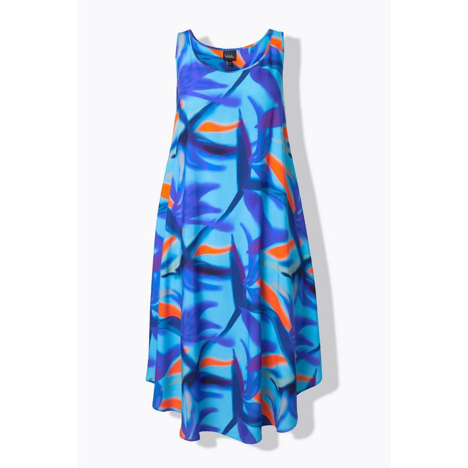 Ulla Popken Abito Midi Svasato Senza Maniche Fantasia Floreale  