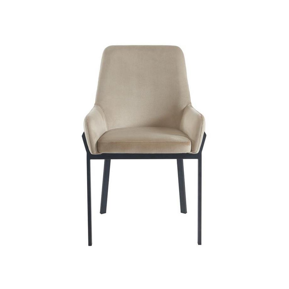 PASCAL MORABITO Lot de 2 chaises avec accoudoirs en velours et métal - Beige - CAROLONA de Pascal MORABITO  