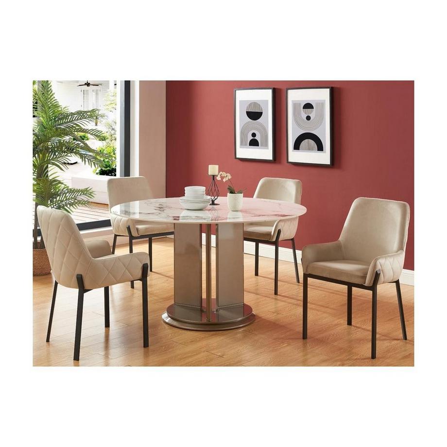 PASCAL MORABITO Lot de 2 chaises avec accoudoirs en velours et métal - Beige - CAROLONA de Pascal MORABITO  