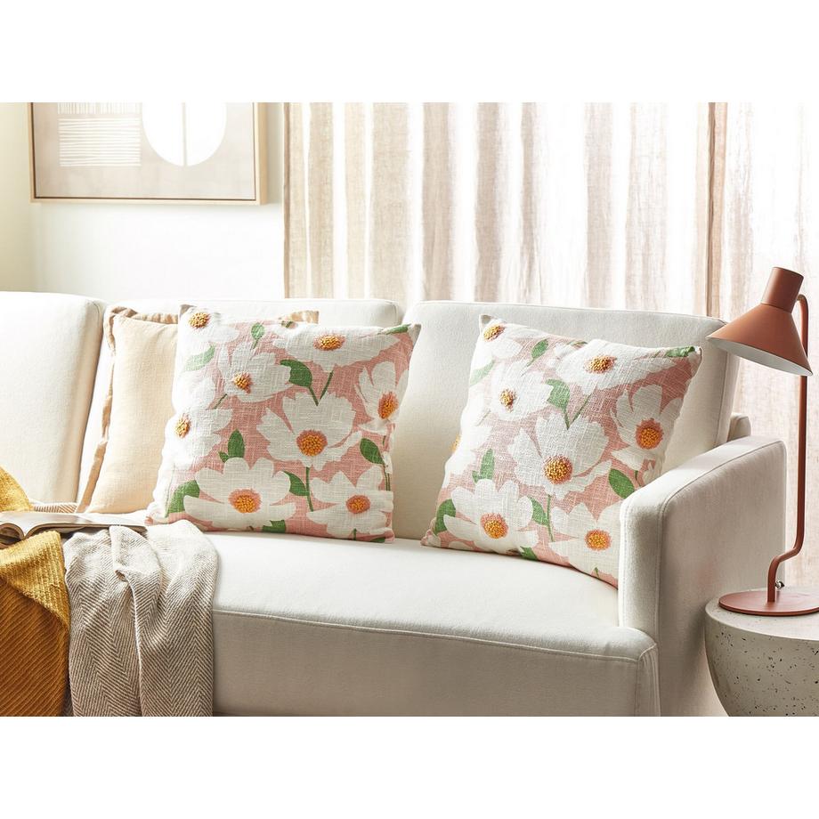 Beliani Lot de 2 coussins décoratifs en Coton  JATROPHA  