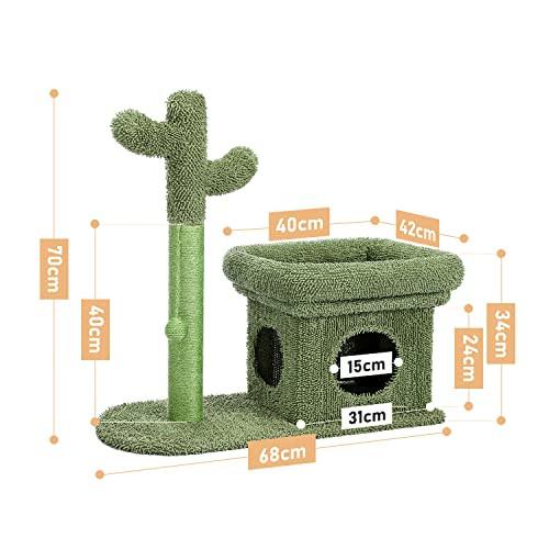 Alopini  Arbre à chat créatif avec boule et maison pour chat, hauteur 70 cm, arbre à chat élégant avec boule et maison pour chat 