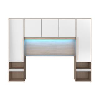 Vente-unique Armadio a ponte con scomparti Con LED L265 cm Bianco lucido e Naturale - VELONA  