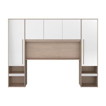 Armadio a ponte con scomparti Con LED L265 cm Bianco lucido e Naturale - VELONA