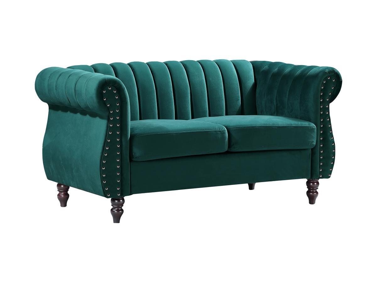 Vente-unique Chesterfield-Sofa - 2-Sitzer - Samt - Smaragdgrün - TRUMBO  