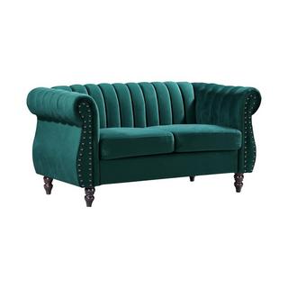 Vente-unique Chesterfield-Sofa - 2-Sitzer - Samt - Smaragdgrün - TRUMBO  