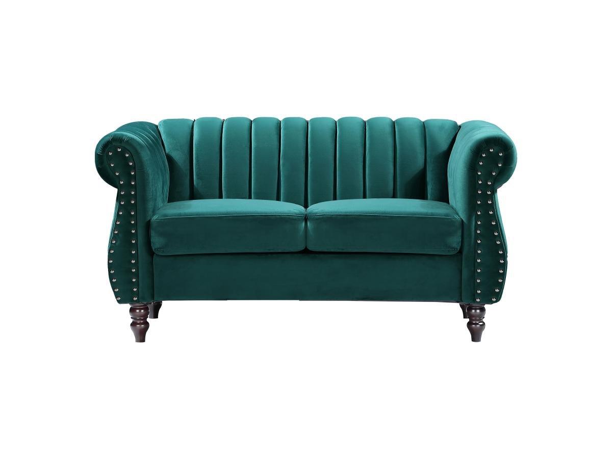 Vente-unique Chesterfield-Sofa - 2-Sitzer - Samt - Smaragdgrün - TRUMBO  