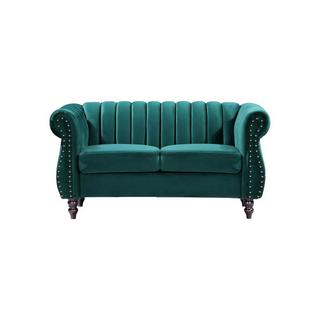 Vente-unique Chesterfield-Sofa - 2-Sitzer - Samt - Smaragdgrün - TRUMBO  