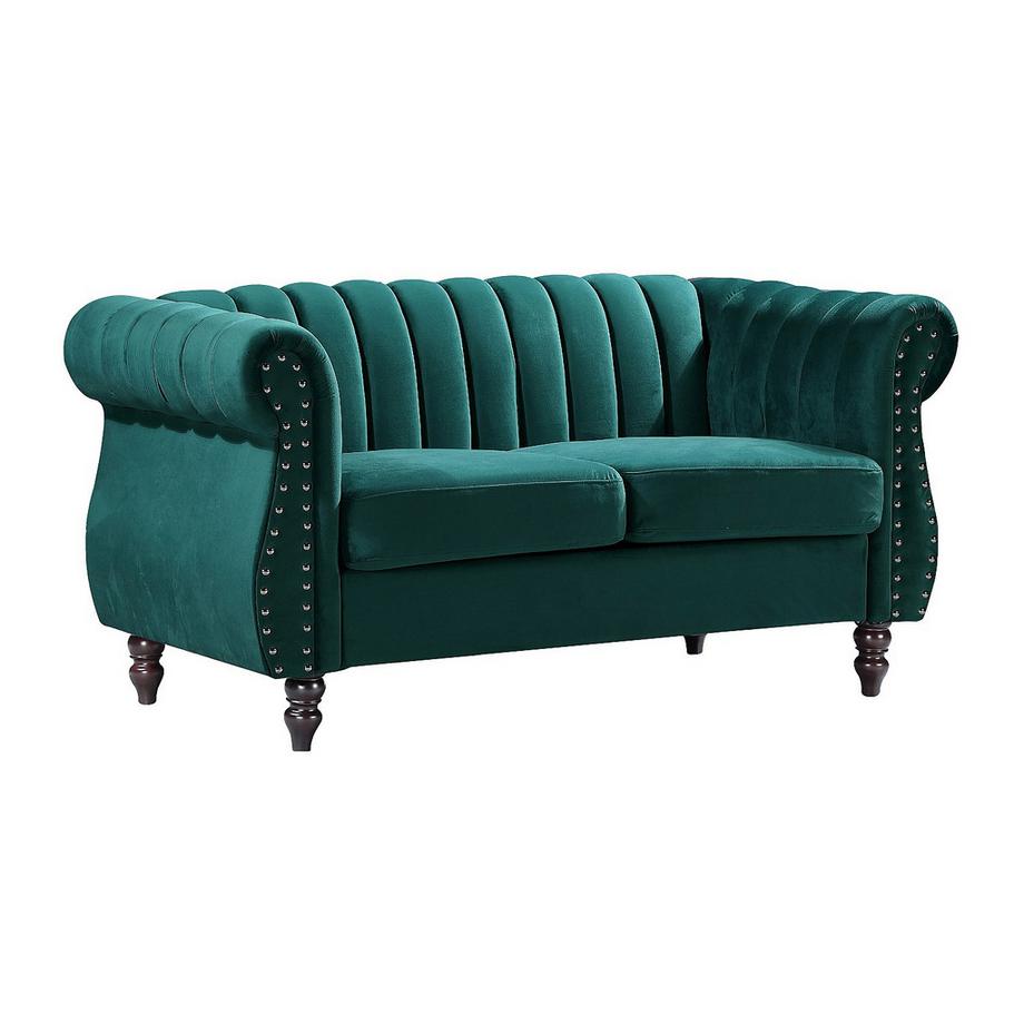 Vente-unique Chesterfield-Sofa - 2-Sitzer - Samt - Smaragdgrün - TRUMBO  