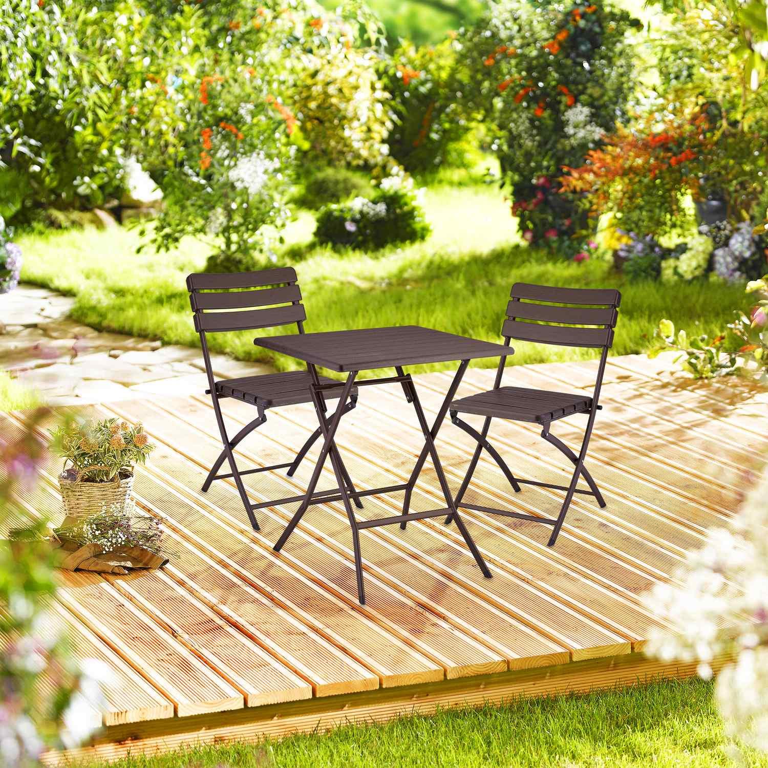 B2X 3-teiliges Balkonmöbel-Set in Holzoptik  