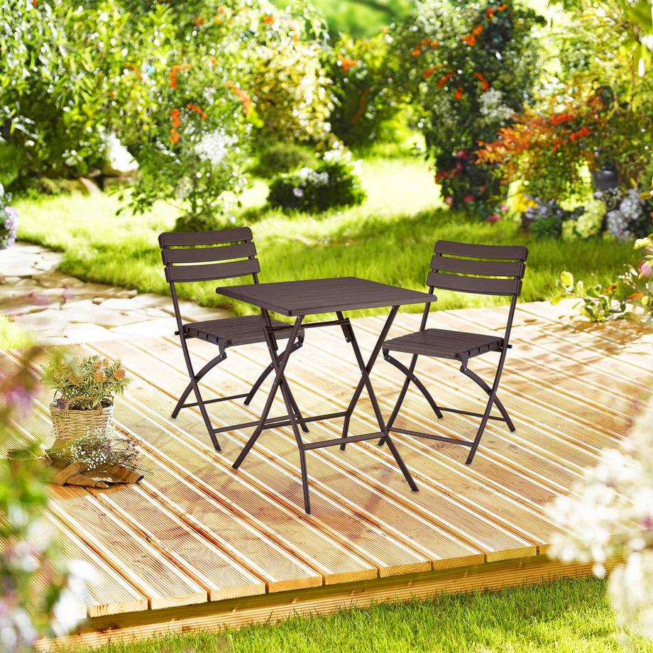 B2X 3-teiliges Balkonmöbel-Set in Holzoptik  