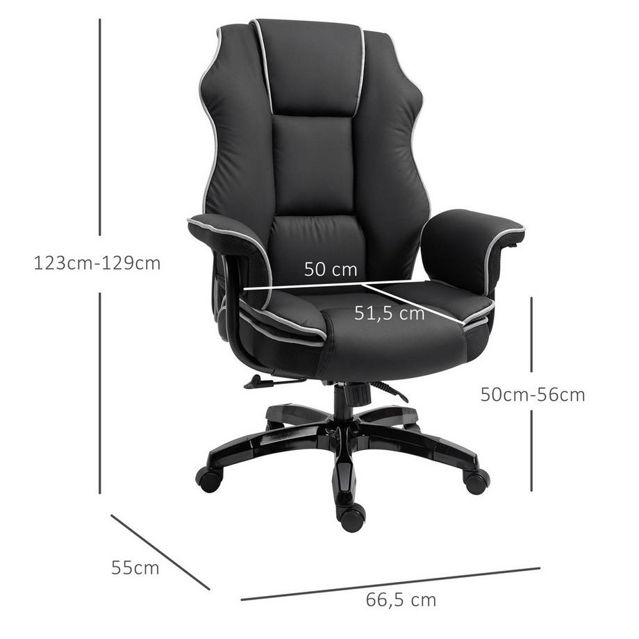 Northio Sedia Da Ufficio Sedia Da Scrivania Sedia Girevole Con Braccioli Regolabile In Altezza Ergonomica Con Funzione Basculante Ecopelle Nero 76X80X118-124 Cm  
