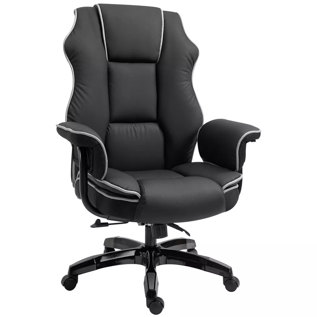Northio – Bürostuhl Schreibtischstuhl Drehstuhl Mit Armlehnen Höhenverstellbar Ergonomisch Wippfunktion Kunstleder Schwarz 76X80X118-124 Cm, 76X80CM