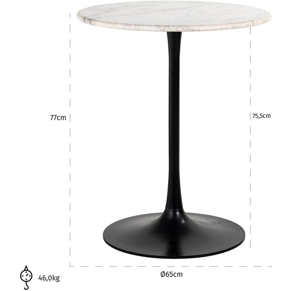 mutoni Table bistro Carlten marbre blanc ronde 65  